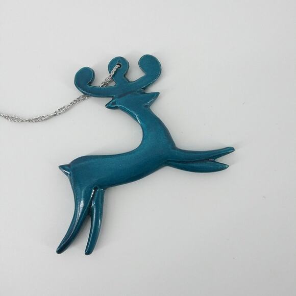 Reindeer Jade Magenta Christmas Tree Ornament Set2 Deers - Picture 3 of 9